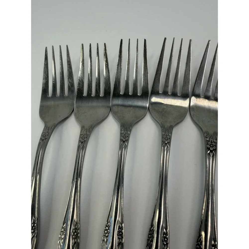 DREAM ROSE Stainless Rogers Korea By Stanley Roberts Set Of 7 Dinner Forks